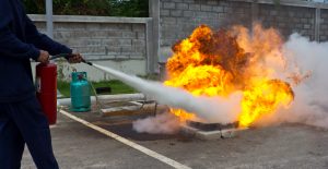 Using a fire extinguisher